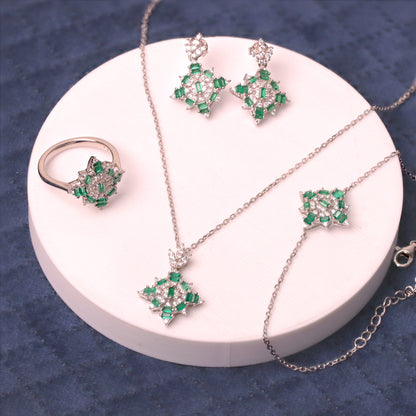 Silver Nyra Flame Chain Pendant Combo Set