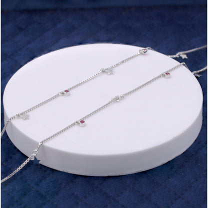 Silver Scarlet Stars Anklet / Payal