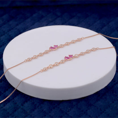 Rose Gold Crimson Bloom Anklet / Payal