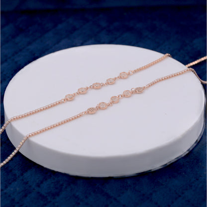 Rose Gold Zircon Discs Anklet / Payal