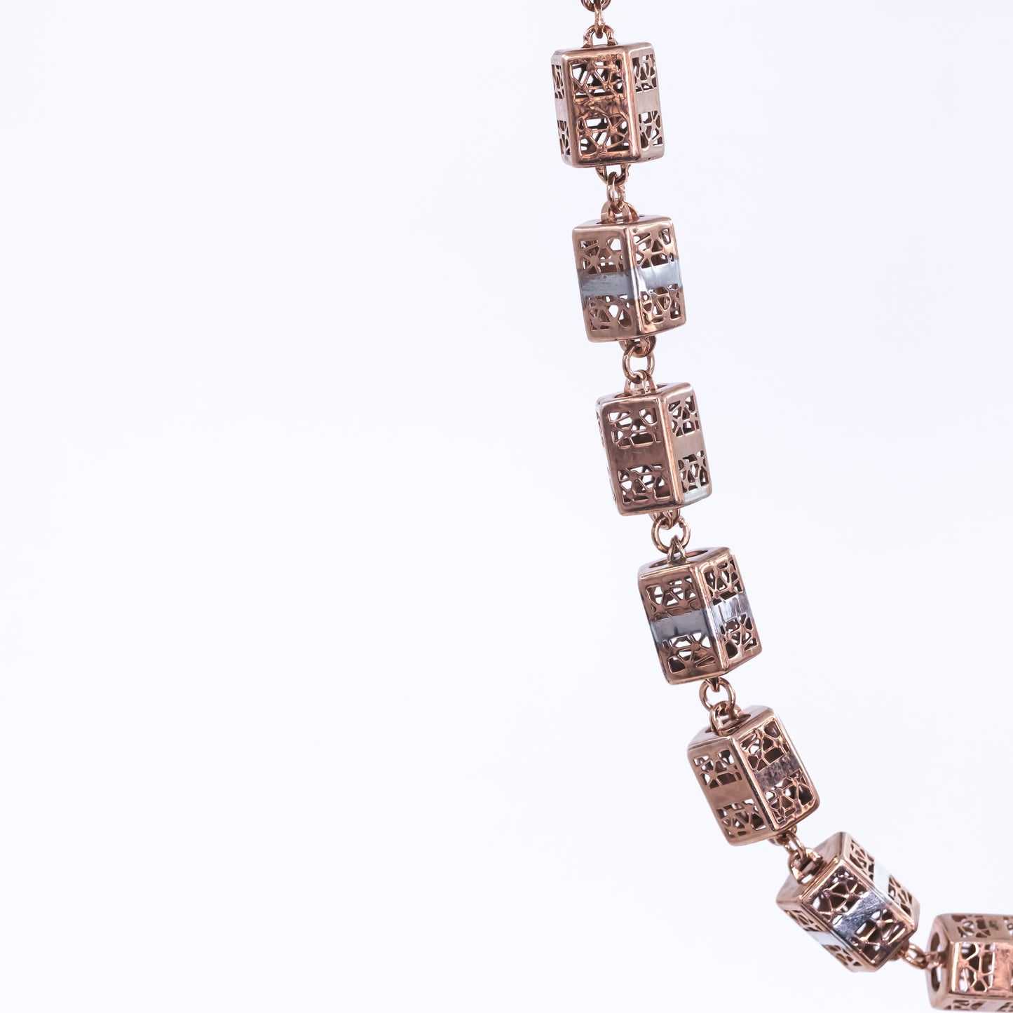 Rose Gold Designer Cylindrical Necklace