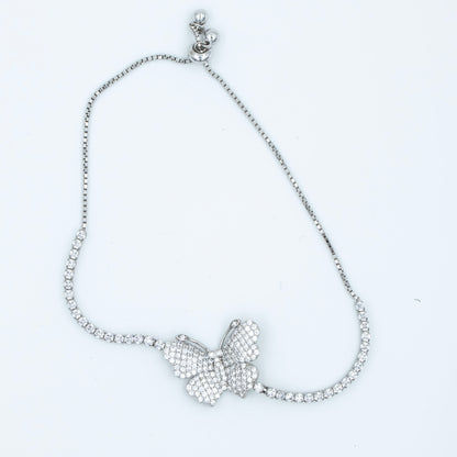 Fluttering Elegance: Silver adjustable butterfly bracelet