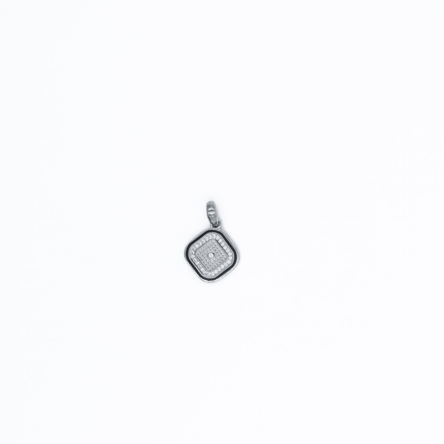 Sliver Blunt Square White Stone Pendant