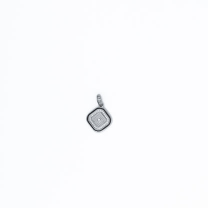 Sliver Blunt Square White Stone Pendant